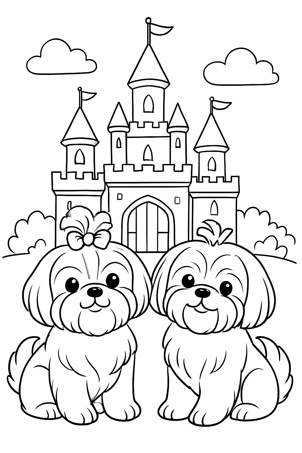 Exemplo de desenho de Castelos para colorir