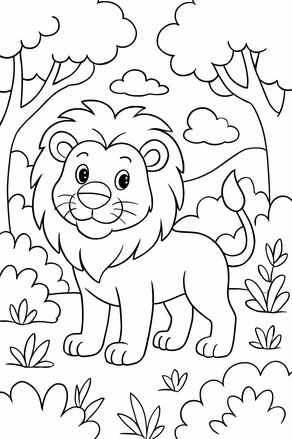 Exemplo de desenho de Leões para colorir