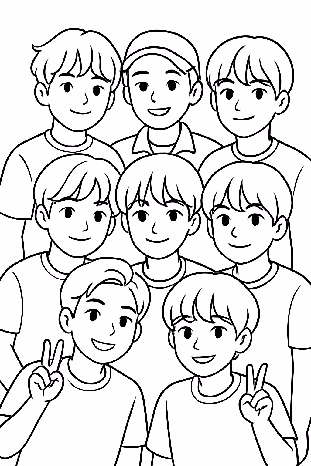 Exemplo de desenho de BTS para colorir