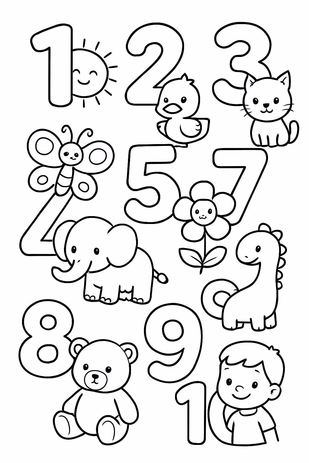 Exemplo de desenho de Números para colorir