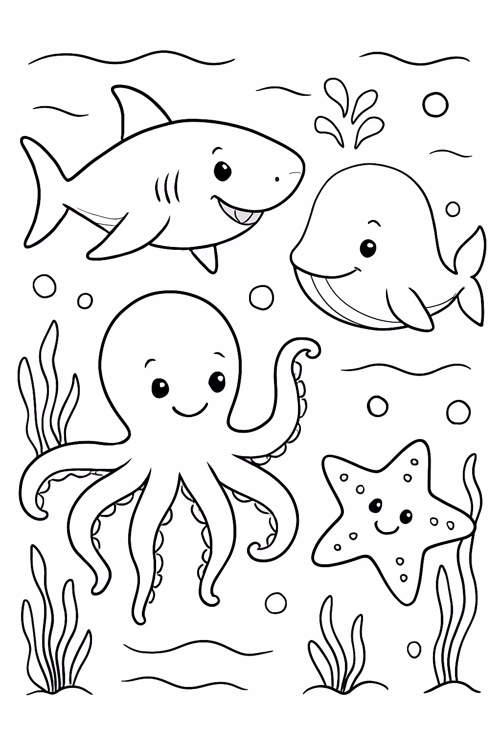 Exemplo de desenho de Fundo do Mar para colorir