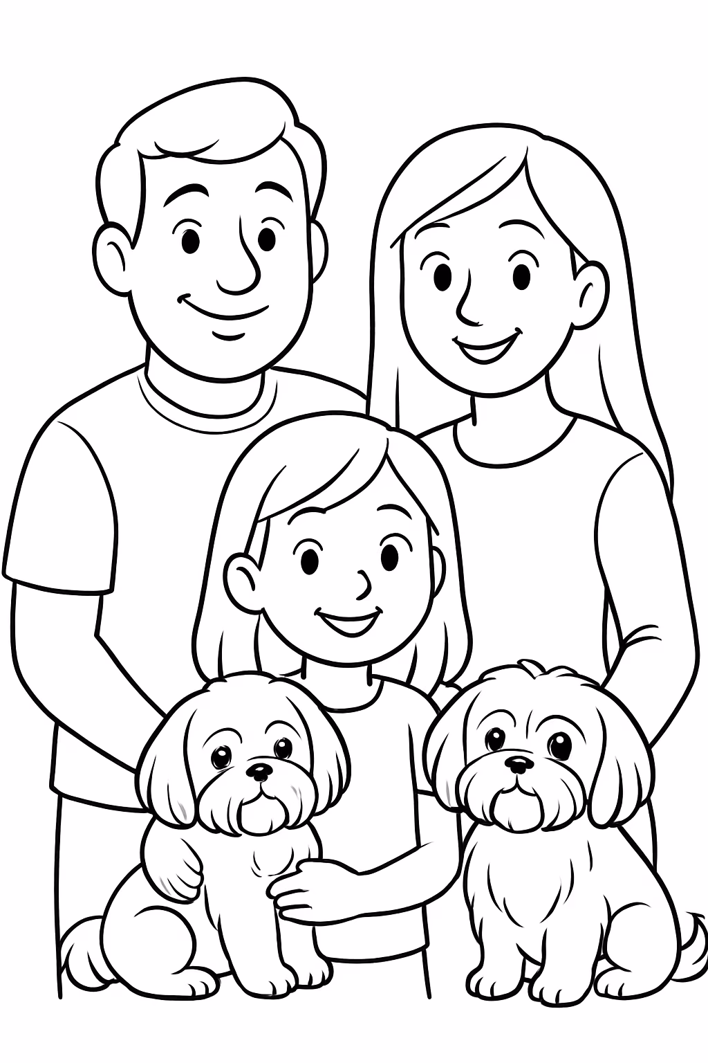 Exemplo de desenho de Famílias com Animais para colorir