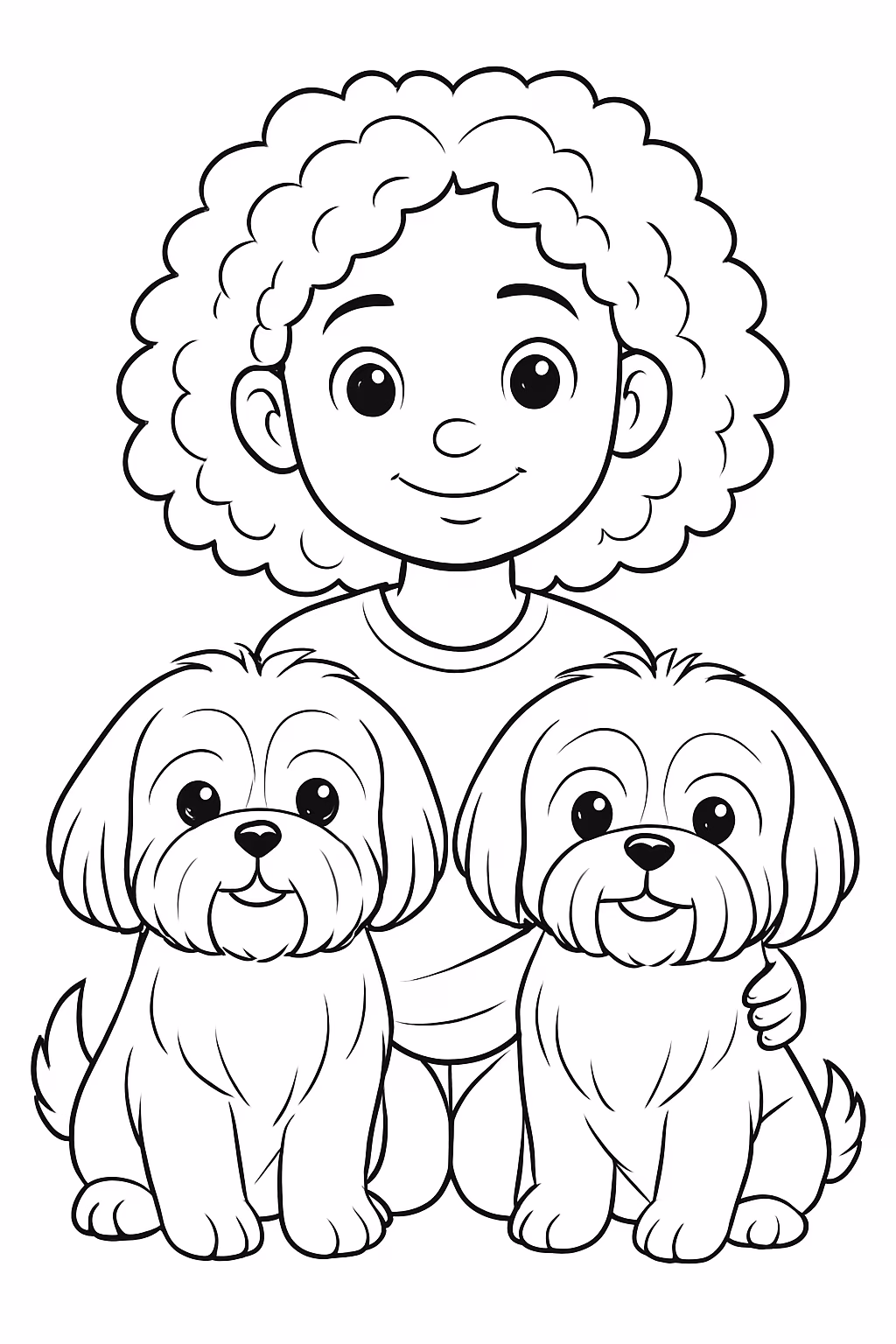 Exemplo de desenho de Cabelos Cacheados para colorir