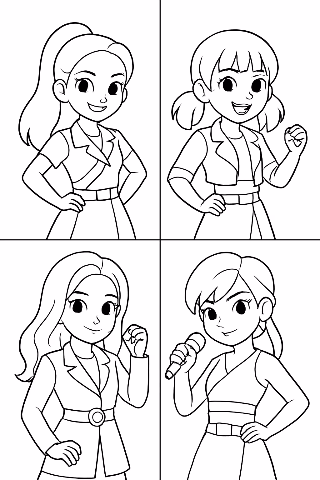 Exemplo de desenho de Guerreiras do K-pop para colorir