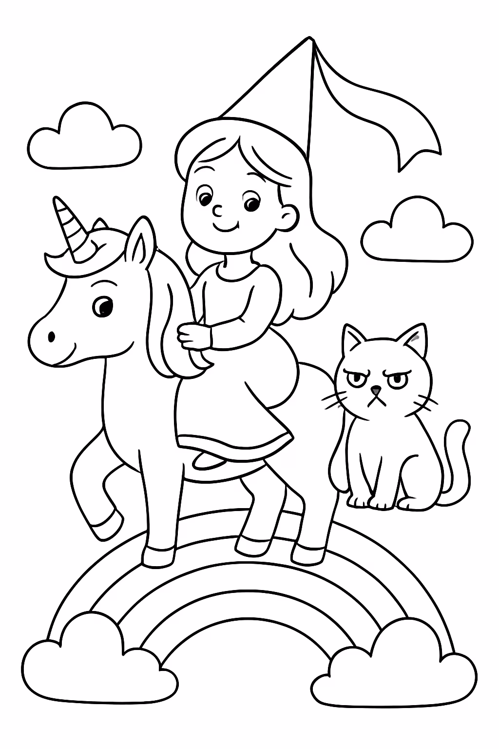 Exemplo de desenho de Unicórnios para colorir