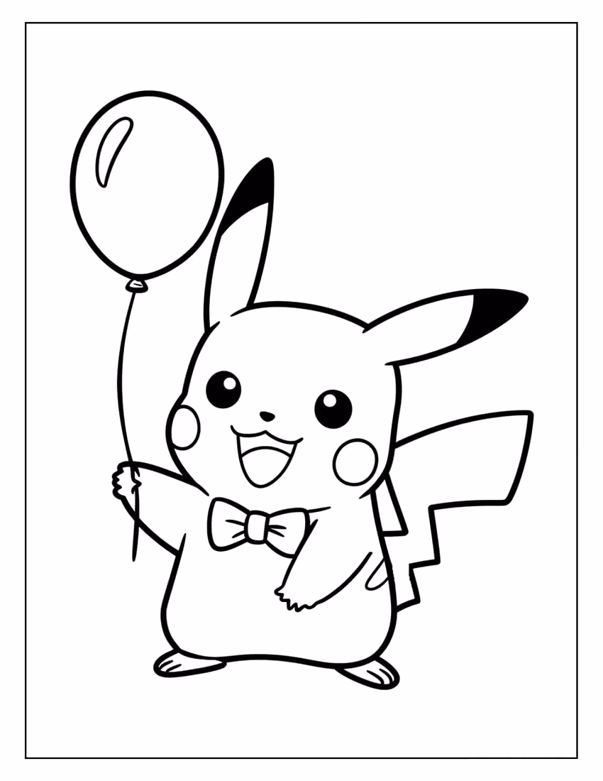 Exemplo de desenho de Pikachu para colorir